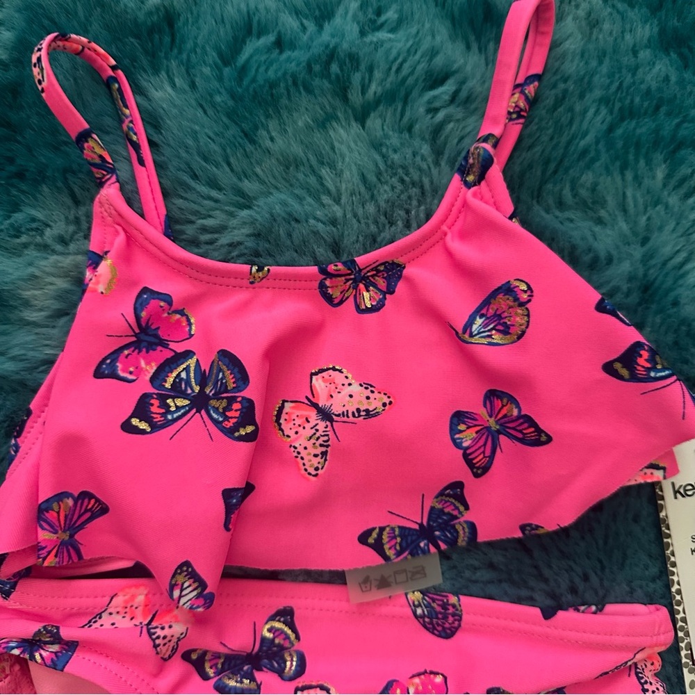 Kensie Girl Pink Butterfly Toddler Girl Swim Set - Picture 4 of 9
